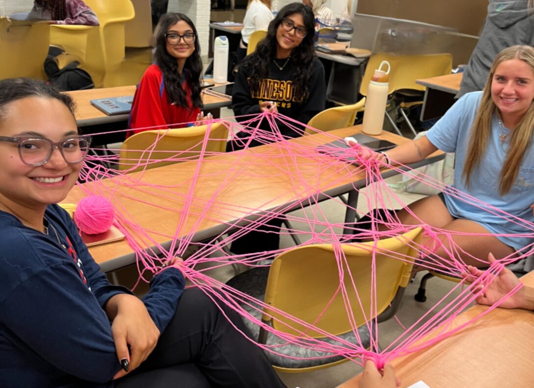 Students in Physiological Psychology participate in a synapse remodeling activity.